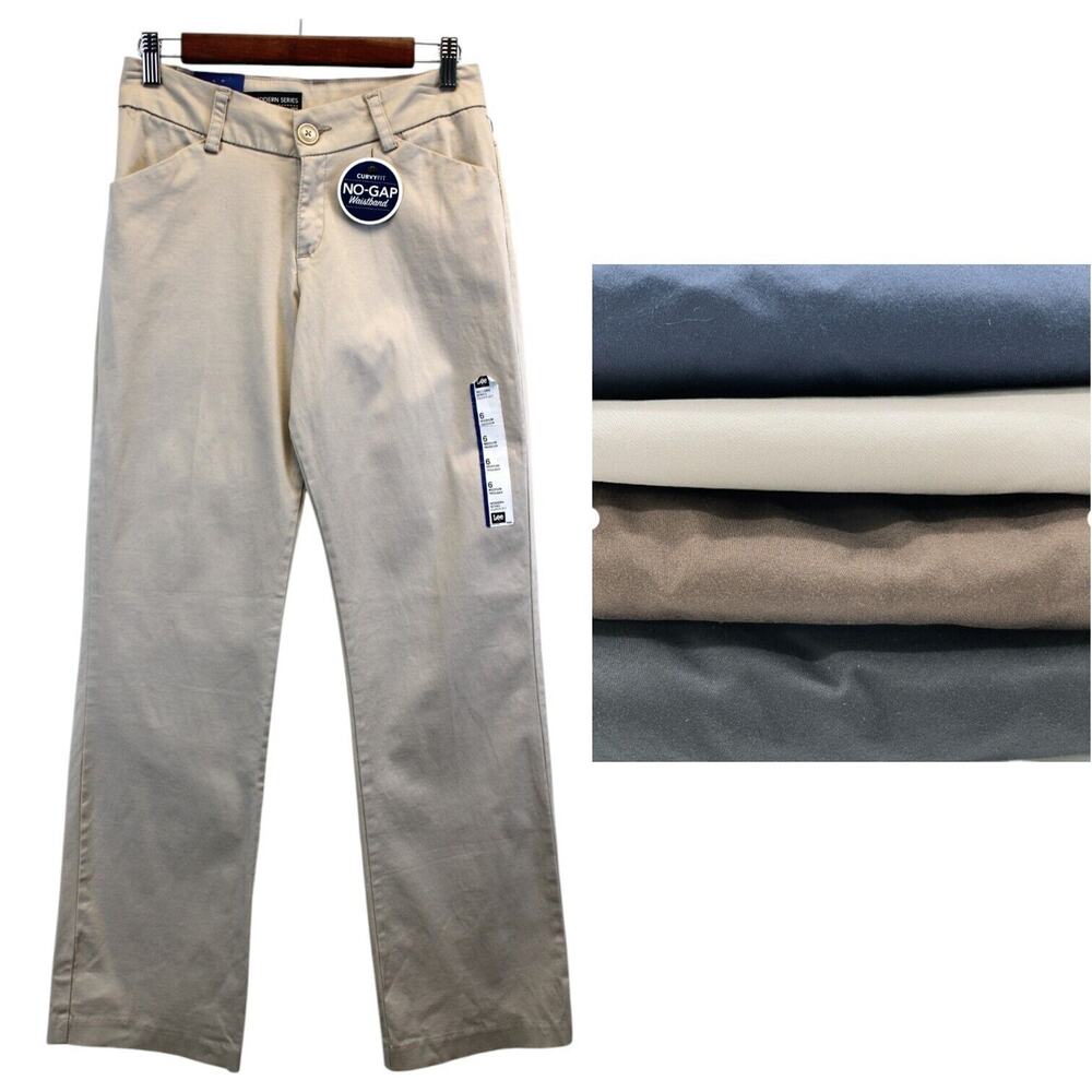 Lee Modern Series Curvy Fit Trouser Pants Straight Leg No Gap Waistband Causal‎